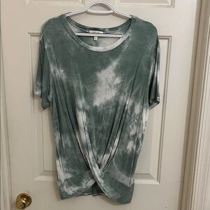 Riah Fashion Sage Green Tie Dye Shirt Size L